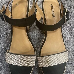 Black and Silver Sparkly Sandals